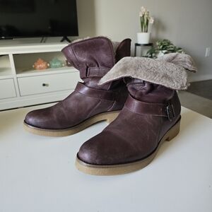 Jones Bootmaker Magenta Leather Ankle Boots Size 40